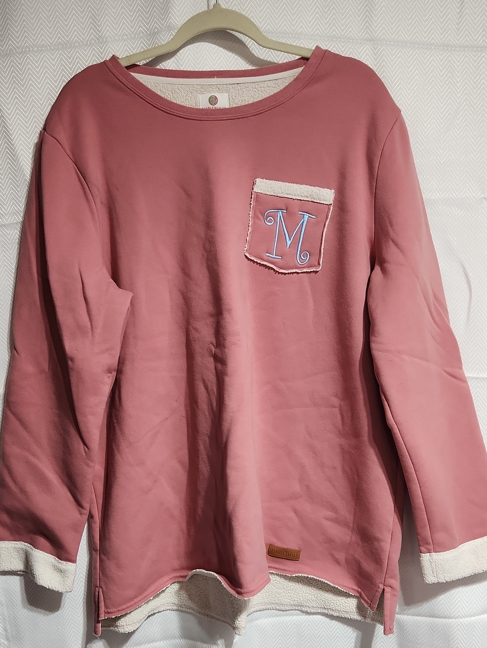 2XL Embroidered 'M' Dusty Rose Pullover Sweatshirt